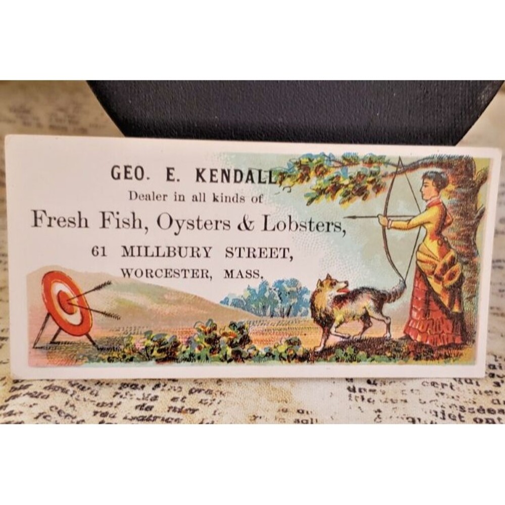 Small Vintage Victorian Trade Card - Geo E Kendall Dealer of Fresh Fish, Seafood